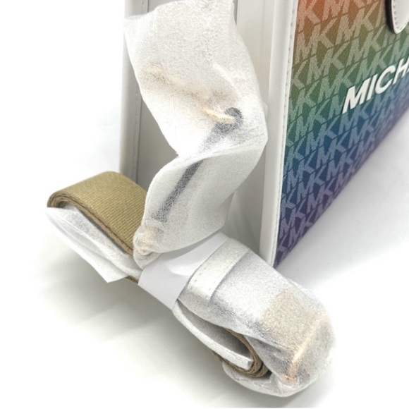 Michael Kors Mirella Small Rainbow Signature Logo Xbody Tote Bag Rainbow - Picture 9 of 10
